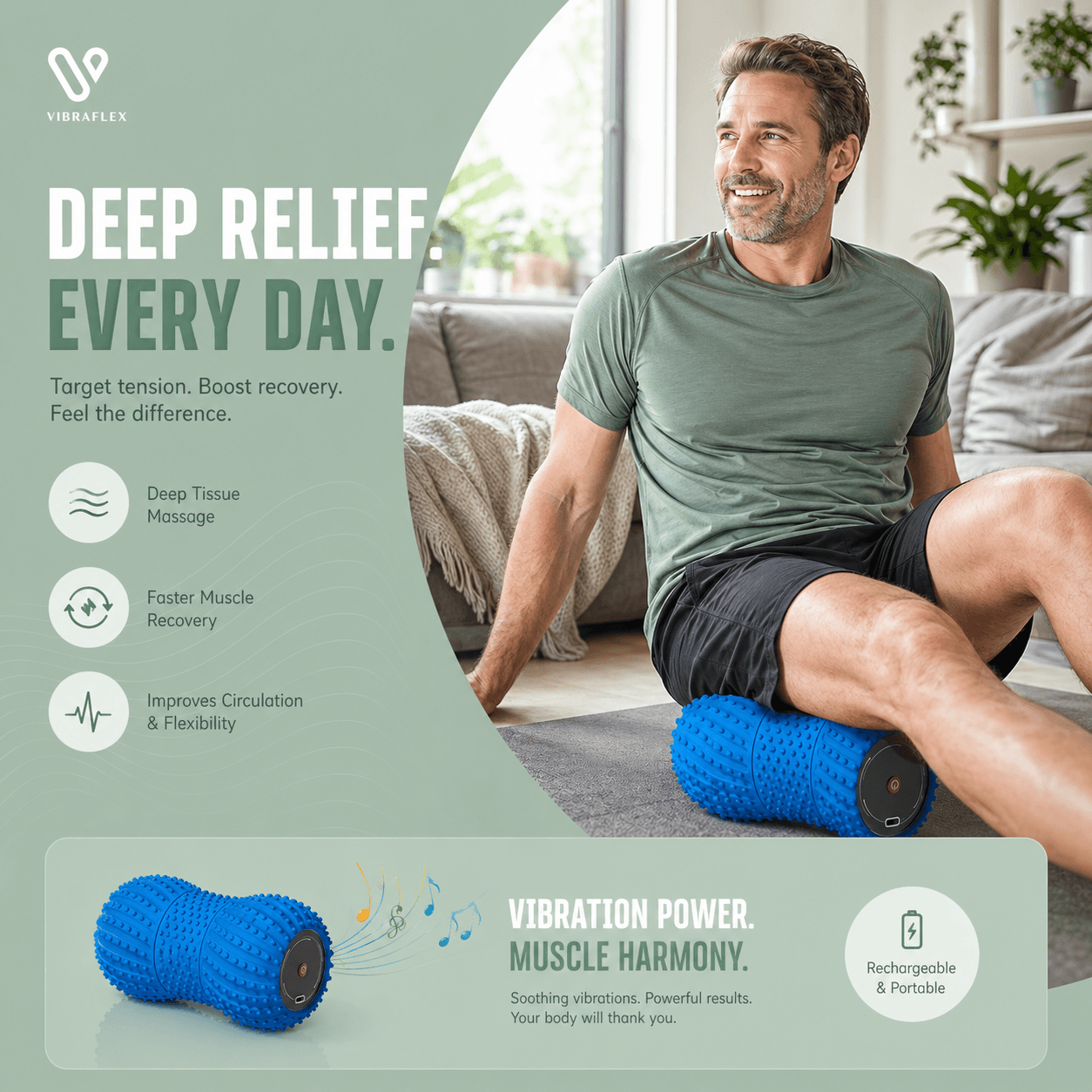 Relieviocare™ DeepPulse Roller – Advanced Vibrating Muscle Recovery System - RelievioCare