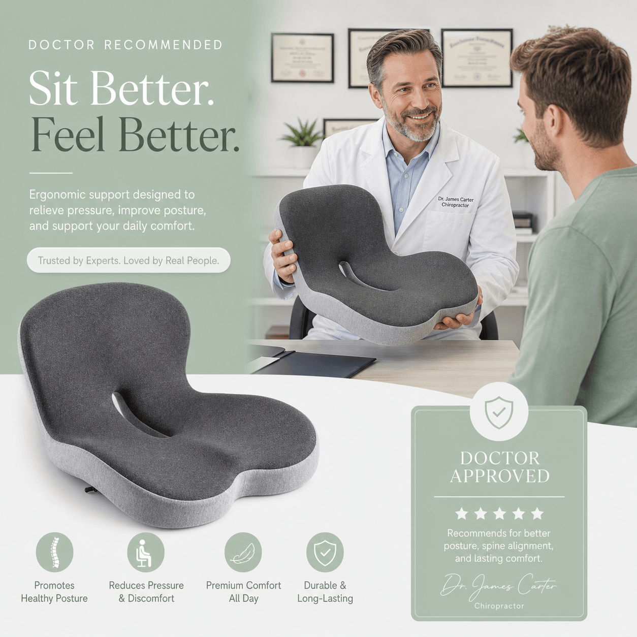 Relieviocare™ PostureAlign Pro – Advanced Memory Foam Seat & Lumbar Support System - RelievioCare